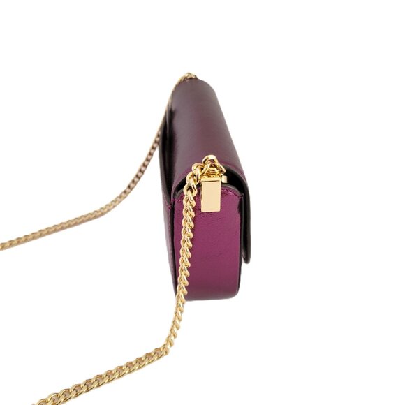 Kate Spade KI955 Krista Metallic Leather Flap Crossbody Handbag Dark Raspberry - Picture 5 of 6